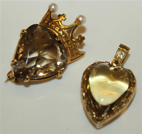 Heart and pear shaped pendants